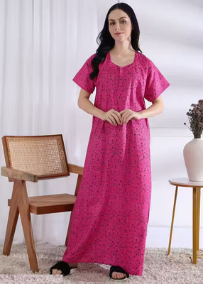AakarShana Women Nightdress(Pink)