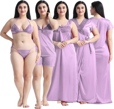 THUMKA Women Nighty Set(Purple)