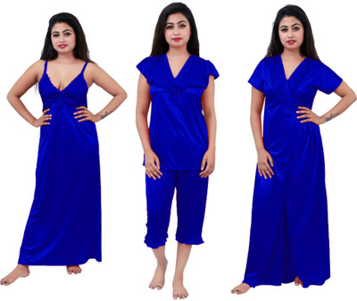 mysie Women Nighty Set(Blue)