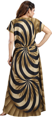 becooper Women Nighty(Brown, Black)