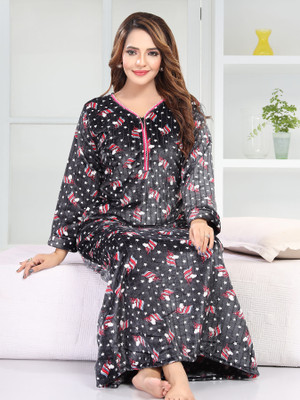 REN STAR Women Nighty(Black)