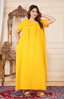 Ishu fashion Women Nighty(Yellow)