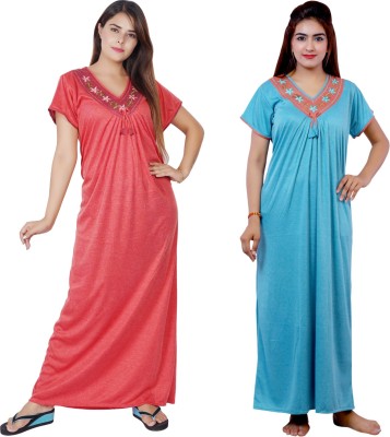 NACNO Women Nighty(Red, Blue)