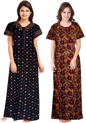 Neeraj Traders Women Nightdress(Blue, Brown)