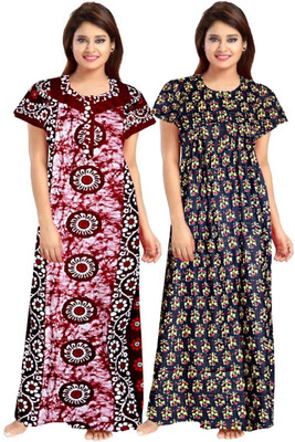 Sharma Distributor Women Nighty(Maroon, Blue)