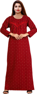 NACNO Women Nighty(Maroon)
