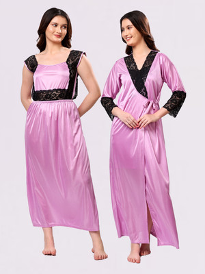 LoveMagnet Women Nighty with Robe(Purple)