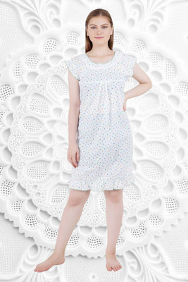 MONAL Women Nighty(White)