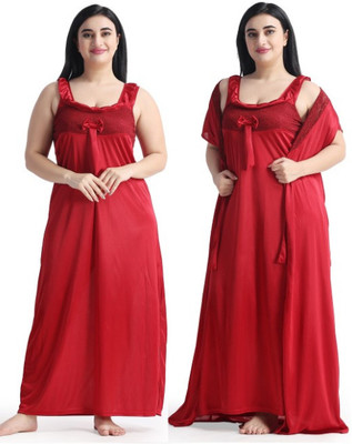 MARDIA Women Nighty Set(Maroon)