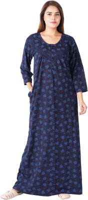 POLINA Women Maternity/Nursing Nighty(Dark Blue)