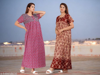 PremStyles Women Nighty(Multicolor)