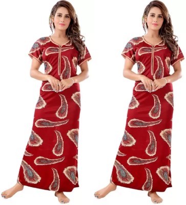 DHEERAJ DESIGNERS Women Nighty(Maroon)