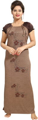 SHOPPING STATION Women Nighty(Brown)