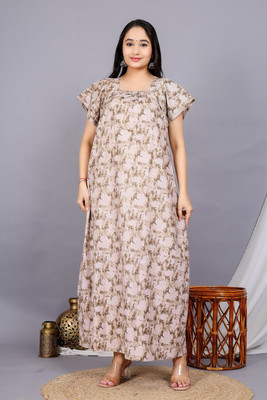 Sanzzy Women Nighty(Beige)