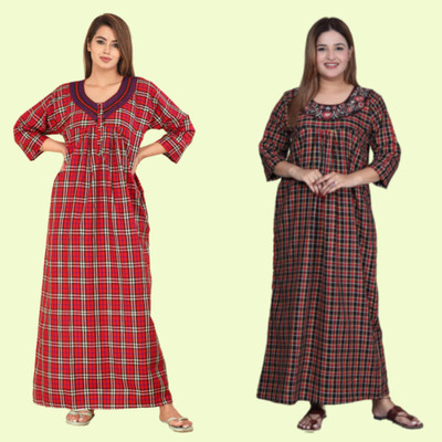 HARGUN NIGHT WEAR Women Nighty(Red, Brown)