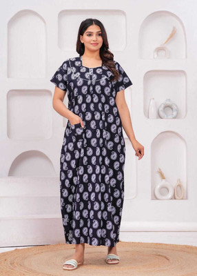 Myzory Women Nighty(Black)