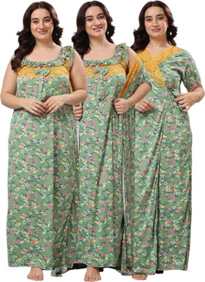 NIGHTYE Women Nighty(Light Green)