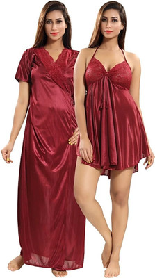 now model Women Nighty Set(Maroon)