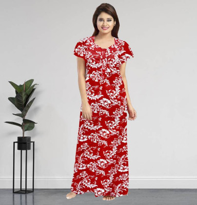 Savicreation Women Nighty(Red)