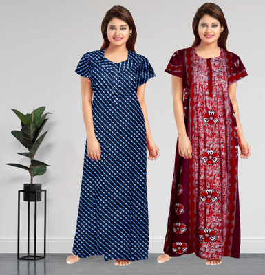 AAKARSHANA CREATION Women Nighty(Green, Maroon)