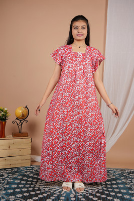 Priyanka Creation Women Nighty(Red)
