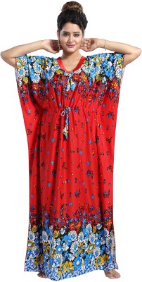 Taskin Women Nightdress(Red, Blue)