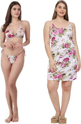 AR STYLES Women Nighty(Black)