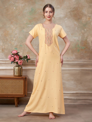 Sand Dune Women Nighty(Yellow)
