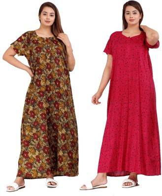 TUGNUT Women Nighty Set(Multicolor)