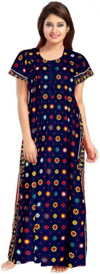 Homezilla Women Nighty(Blue)