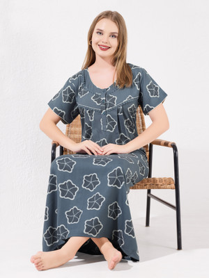 TRUNDZ Women Nighty(Blue)