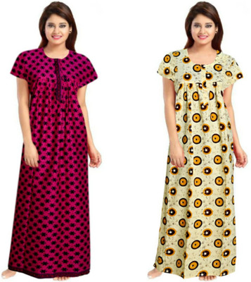 Sarika Fashion Women Nighty(Yellow)