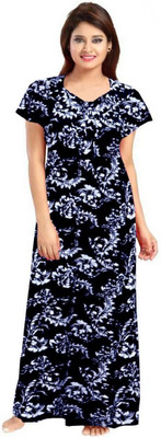 Homezilla Women Nighty(Blue, White)