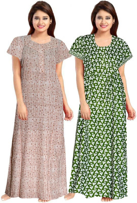 Sharma Distributor Women Nighty(Beige, Green)