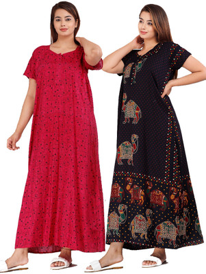 PINK CITY MART Women Nighty(Pink, Blue)
