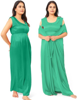 NAAZ OVERSES Women Nighty Set(Green)