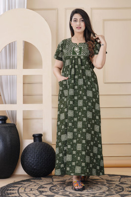 DEEPALI CREATION Women Nighty(Green)