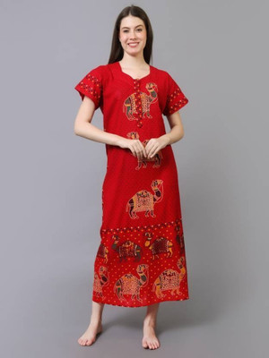 Toomley Women Nighty(Red)