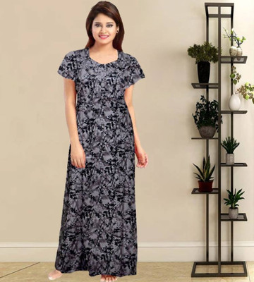 ecomguru Women Nighty(Grey, Black)