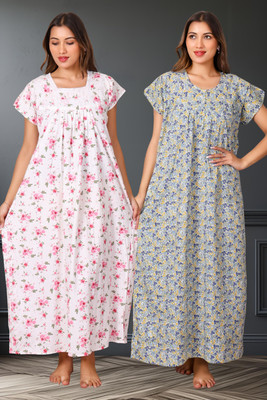 MECHANICALwear Women Nighty(Grey, White)