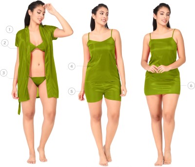 Mishka Fashion Women Nighty Set(Dark Green)