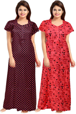 SILVER ORGANISATION Women Nighty Set(Red, Maroon)
