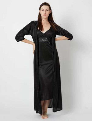 HouseOfCommon Women Nightdress(Black)