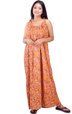 CLYMAA Women Nighty(Yellow)