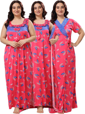 NIGHTYE Women Nighty(Pink)