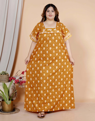 jaipzz apparels Women Nighty(Yellow)