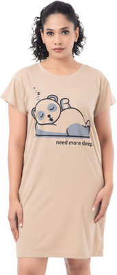 Digsel Cool Cotton Women Nightdress(Beige)