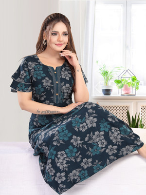 LIFE-TALE Women Nighty(Dark Blue)