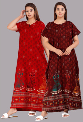 Hans Craft Women Nighty Set(Multicolor)