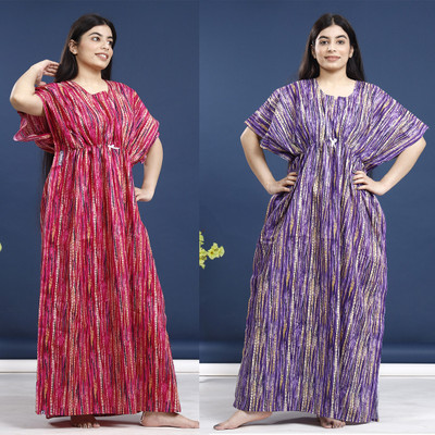 Hans Crafted Women Nighty(Multicolor)